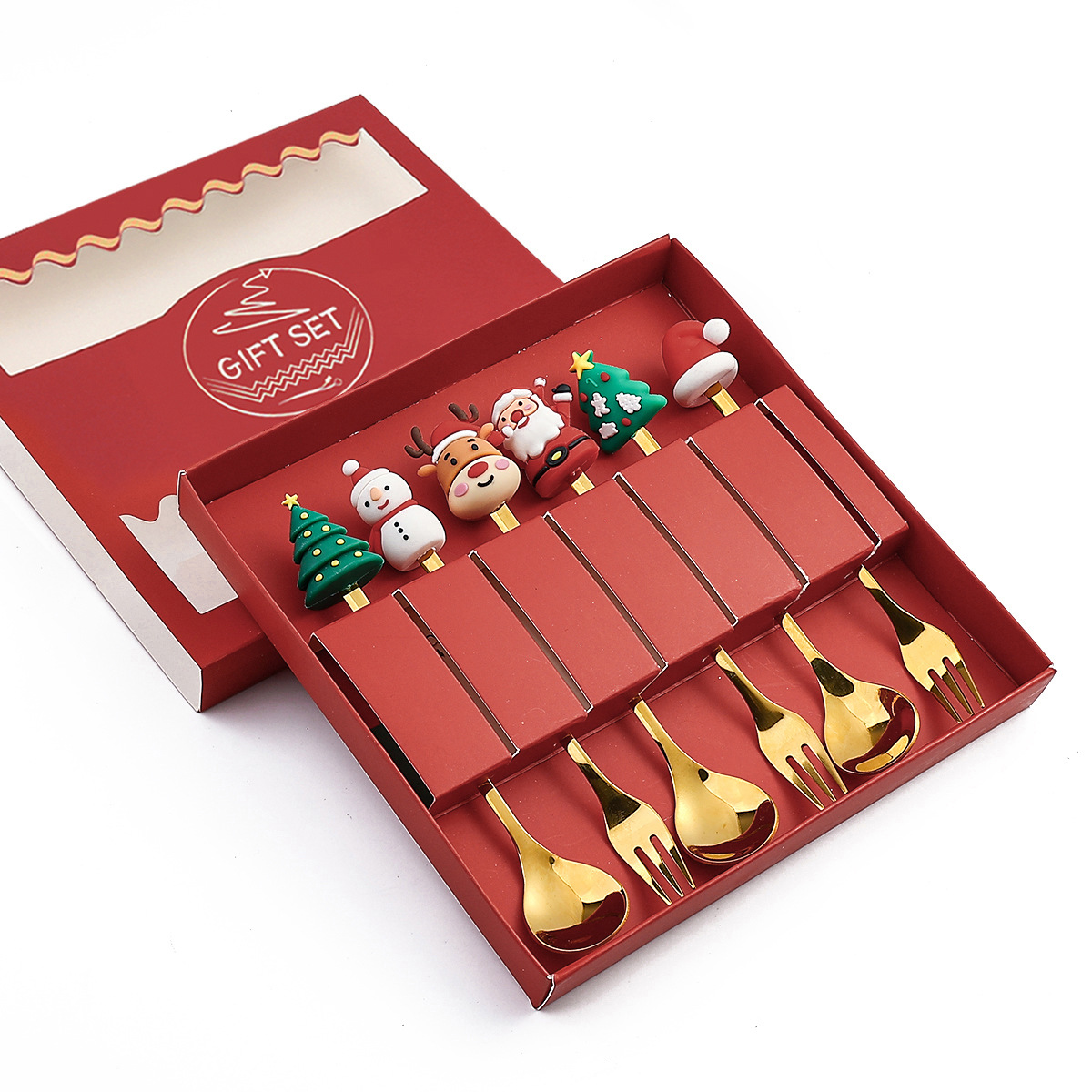 Stainless Steel Christmas Cutlery Modern Mirror Silverware Flatware Set