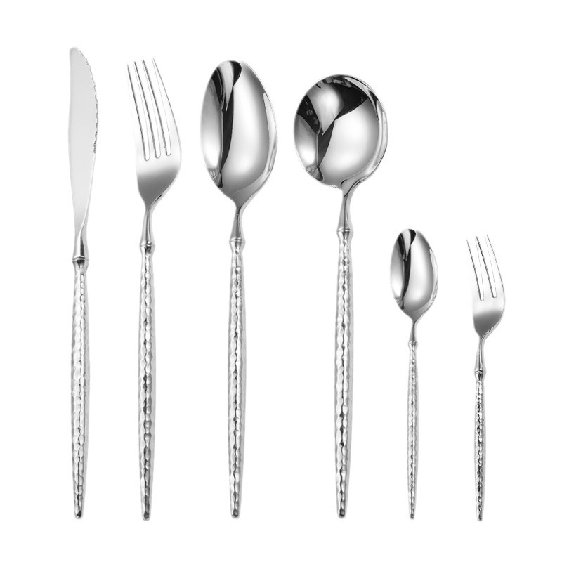 Customized Hotel Gold Flatware Silverware Fork Spoon Set Restaurants 6 Pcs Cutlery Gold Design 304 Stainless Steel Cutlery
