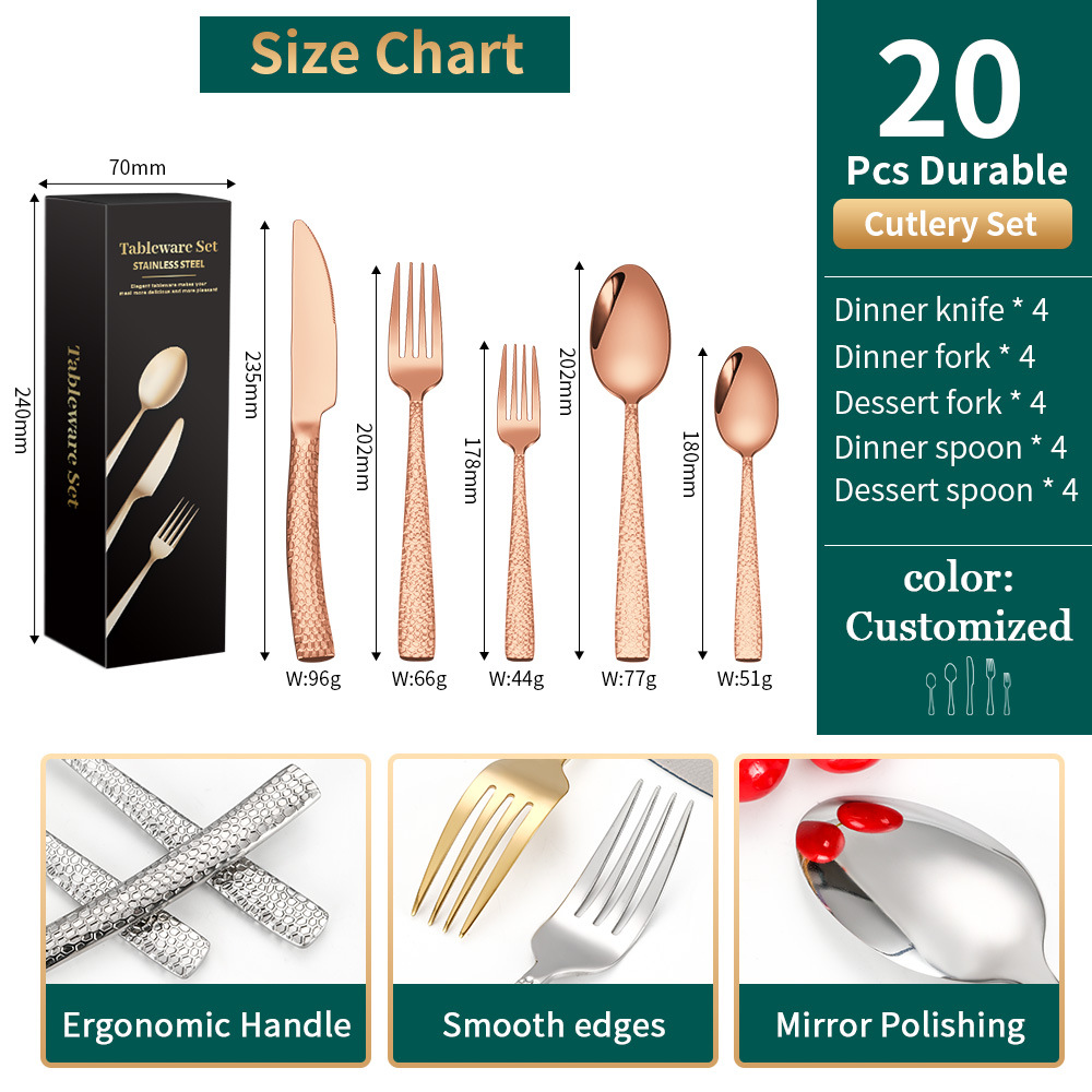 Hotel Gold Flatware Stainless Steel Cutlery Sets x16/24 pieces