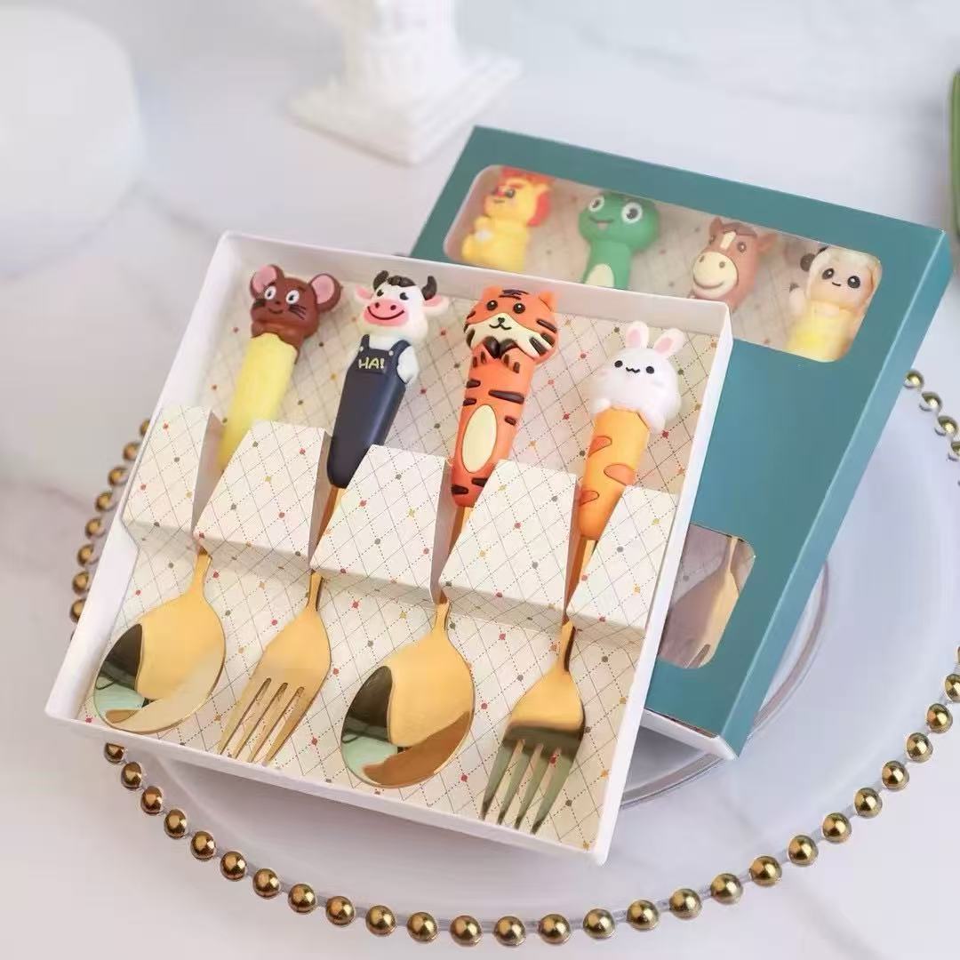 Cute Animal Kids Cutlery Sets | Stainless Steel Toddler Spoons & Forks